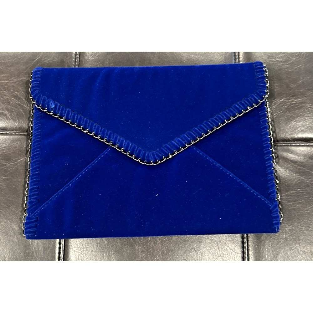 Design Lab Lord & Taylor Envelope Purse Clutch Blue‎ Velvet 11 X 8